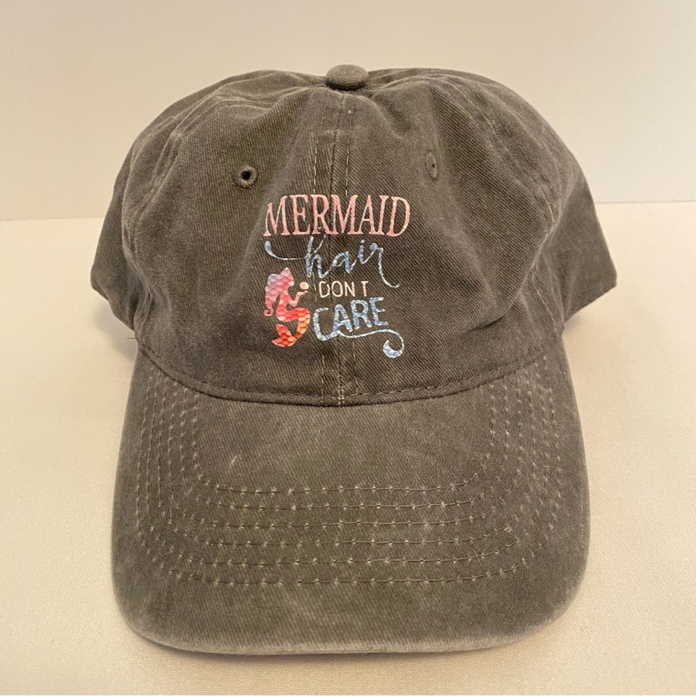 Mermaid Hair Don't Care Women's Strapback Hat Cap Gray One Size